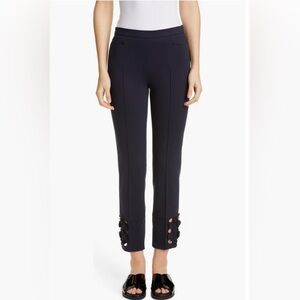 Akris Punto Black Ponte Crop Pants Dot Appliqué Cutout Ankle Size 12